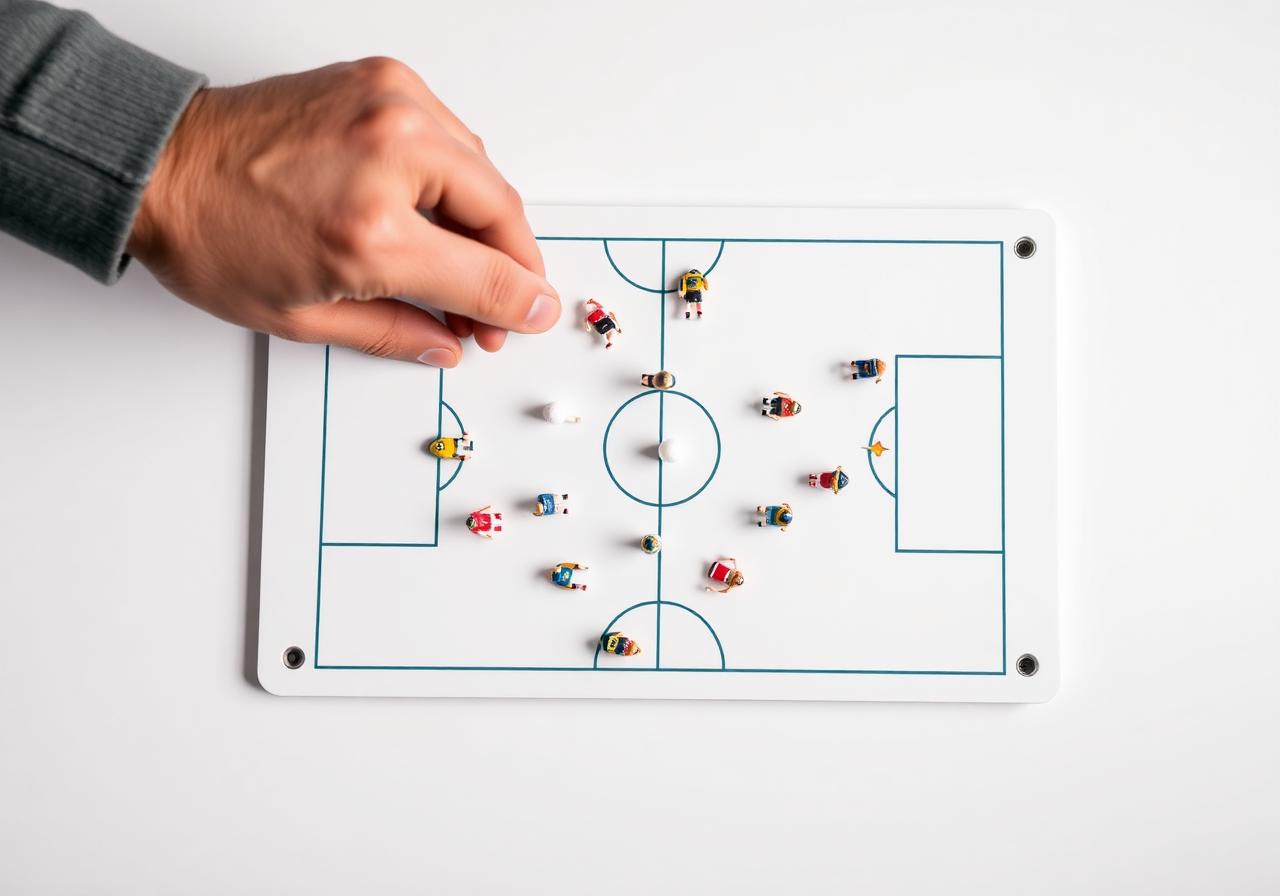 Pizarra táctica de fútbol con piezas magnéticas